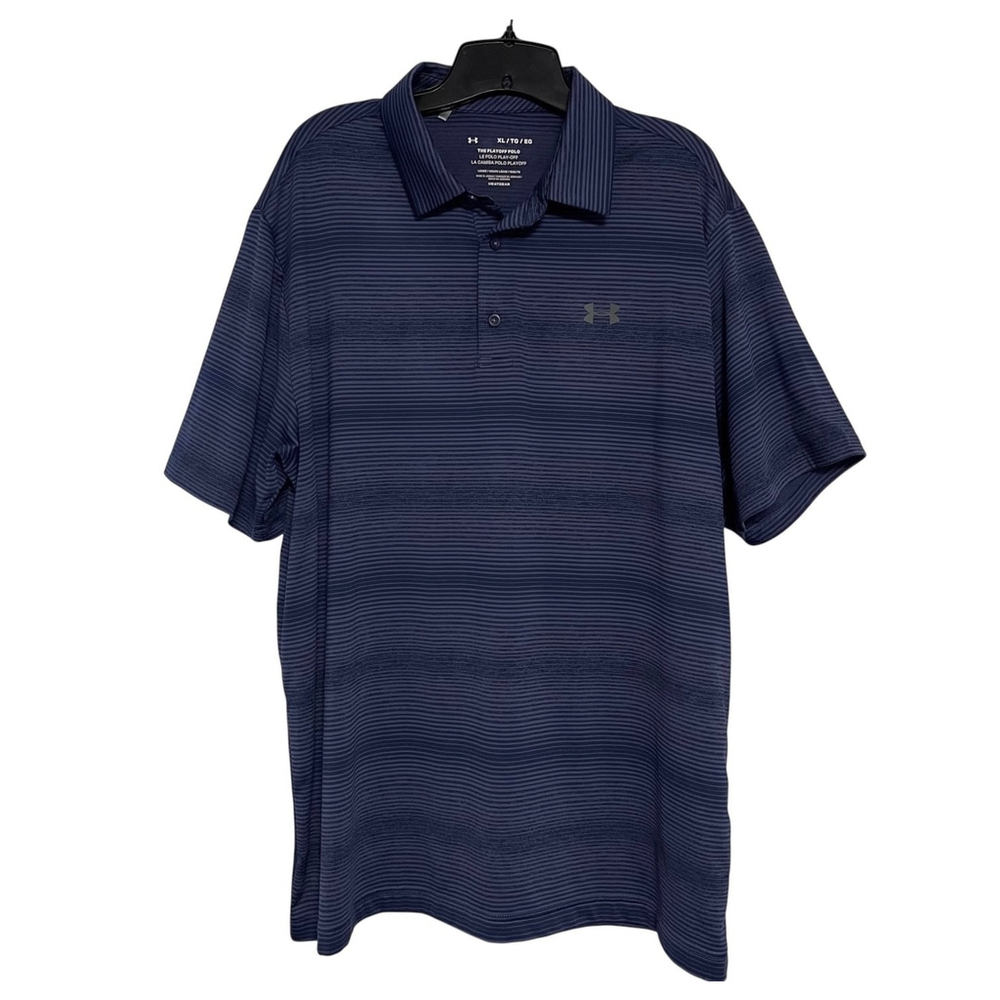 Under Armour Loose Fit Orange Blue Striped Golf Polo Shirts Set of Two Size XL - Picture 4 of 5